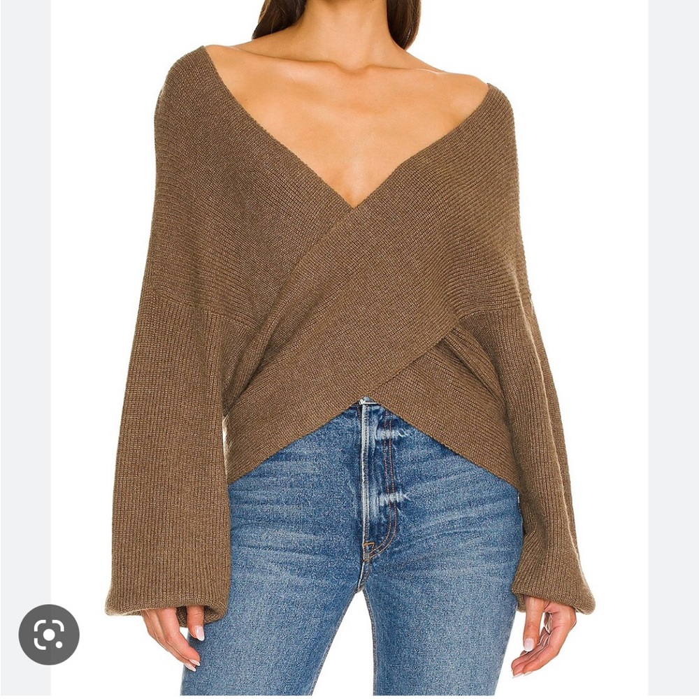 REVOLVE Brown Off-the-Shoulder Sweater